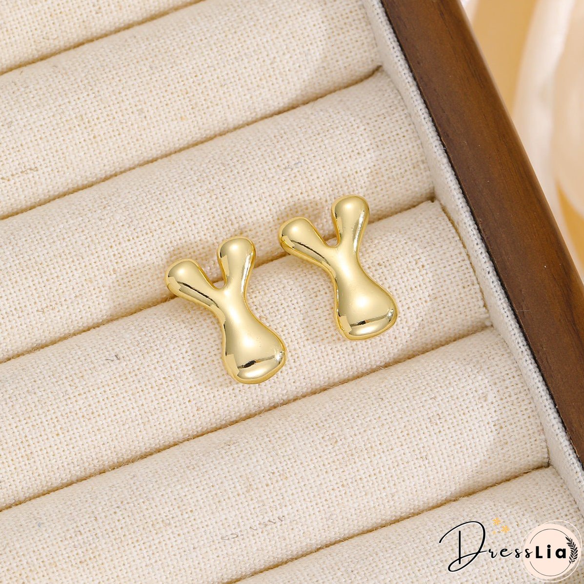 18K Gold-Plated Bubble Letter Stud Earrings
