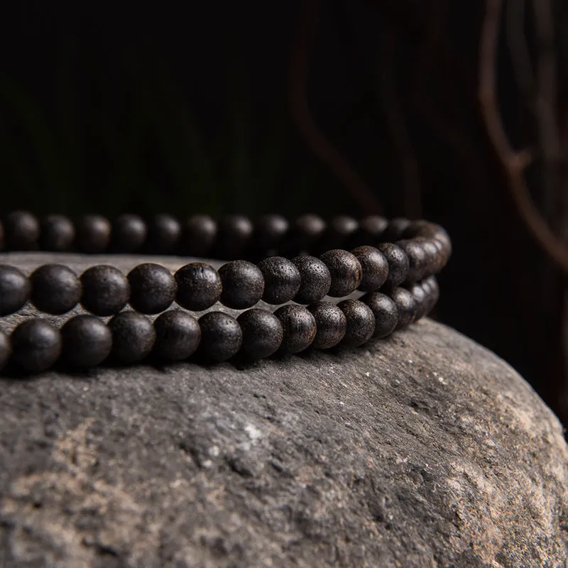 Brunei Black Oil Agarwood 108 Beads Mala Bracelet Necklace 8mm 6mm