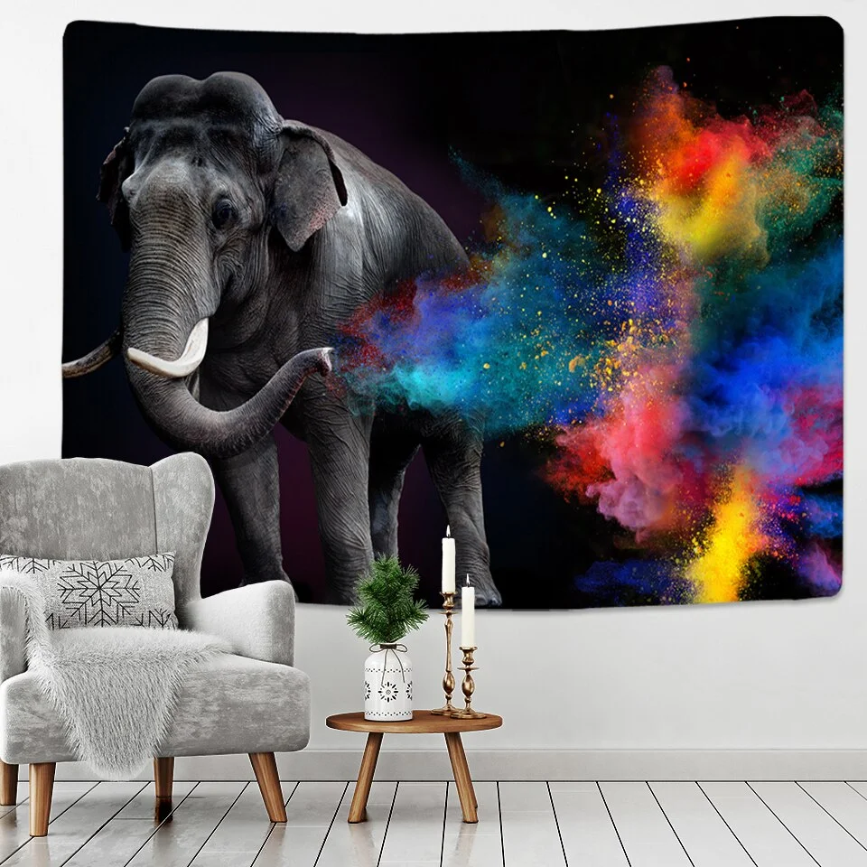 BeddingOutlet Elephant Tapestry Wall Hanging Animal Wall Carpet Twin Hippie Tapestry Bohemian Hippy Home Decor Bedspread Sheet