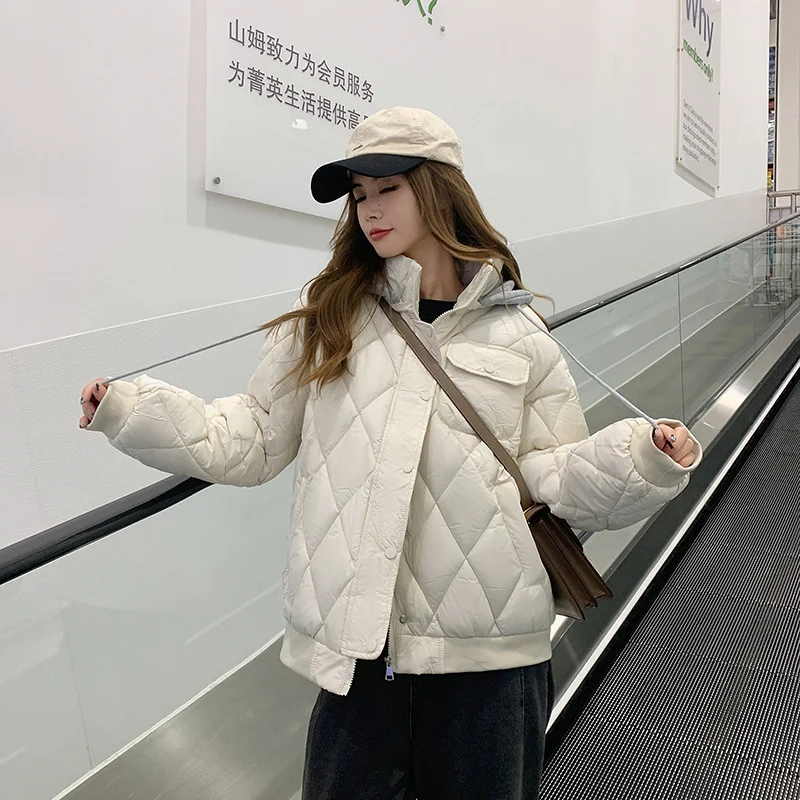 Woherb The 2024 Korean Version Of Loose Student Hooded Down Cotton Jacket-Outfit Ideas