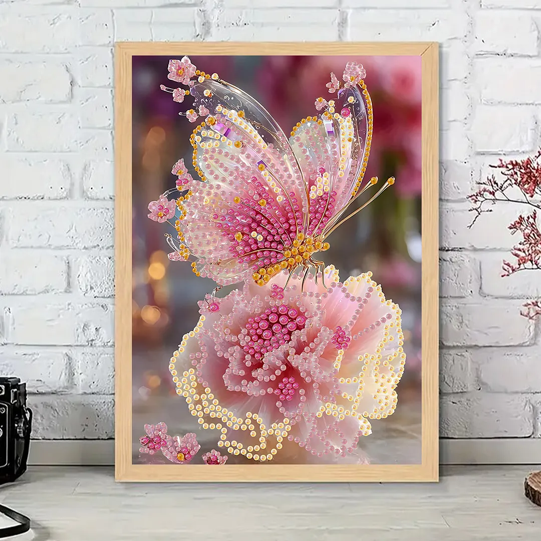 Pearl Painting Kit for Adults Pink Butterfly 11.81x15.75in