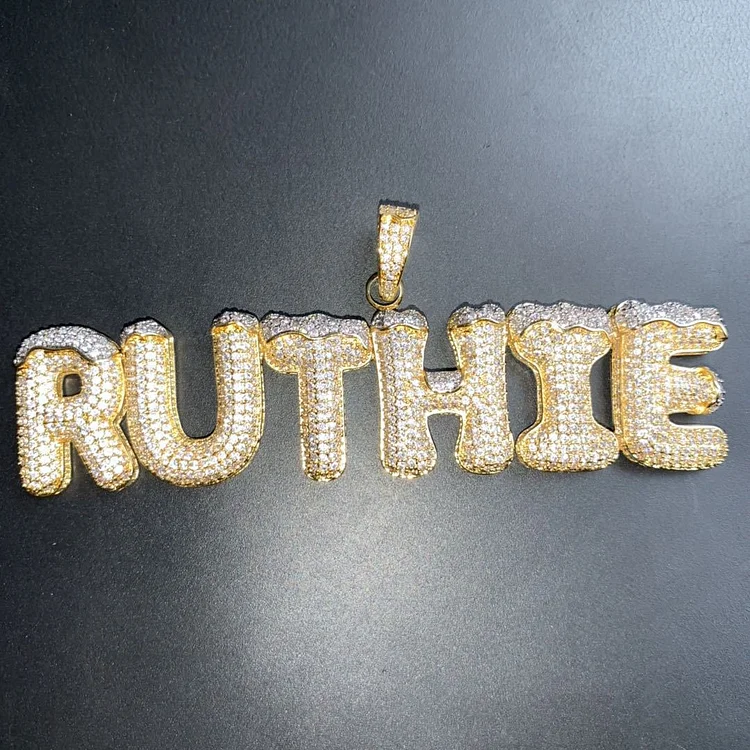 Custom Name Iced Out Snow Cap Letters Pendant Personalized Necklace