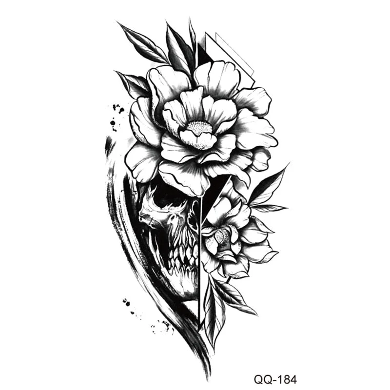 Tattoo Sticker Clock Skull Temporary Sleeve Tattoo Waterproof Sexy Body Art Fashion