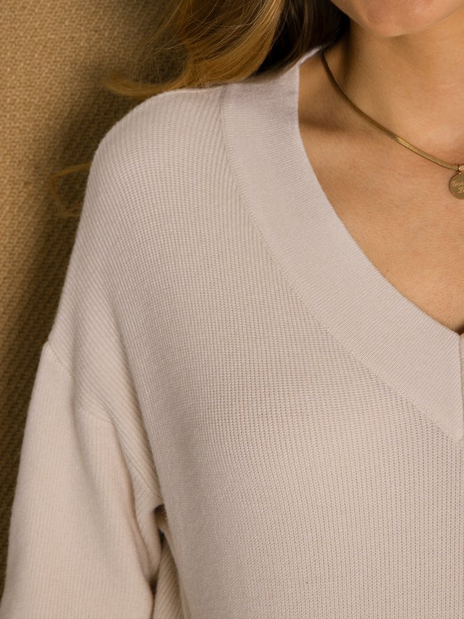 Light Khaki Casual Long Sleeve Sweater
