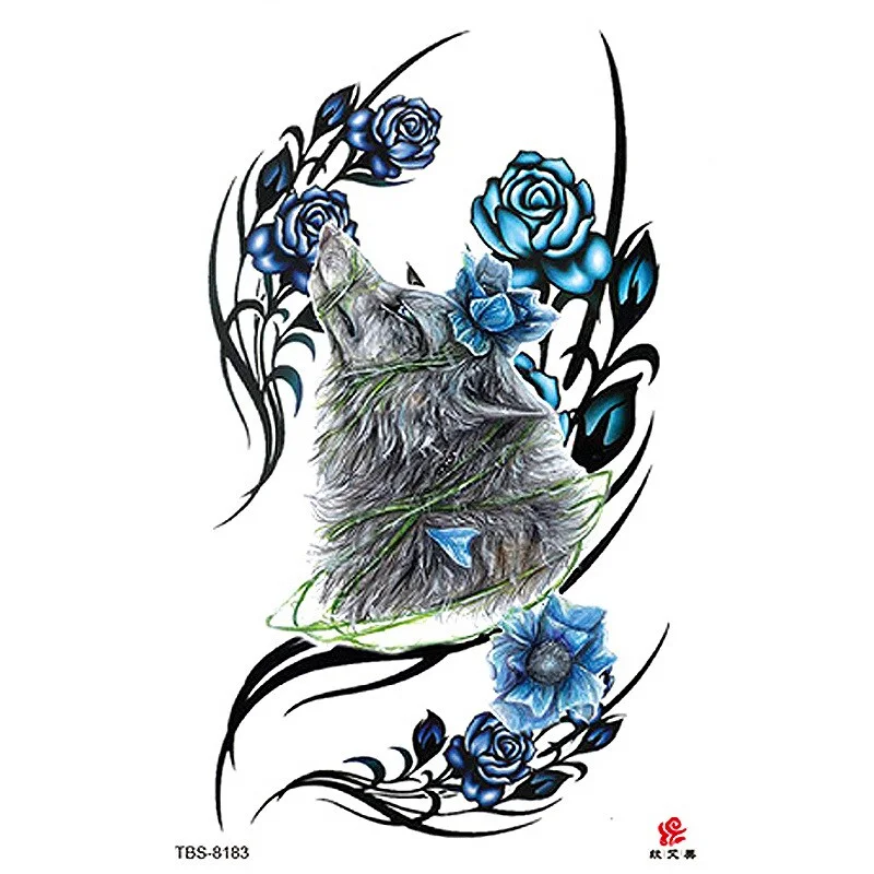 Sdrawing Forest King Animal Tattoo Sticker for Men Tiger Skull Skeleton Fake Tattoo for Women Wolf Tattoo Temporary Waterproof