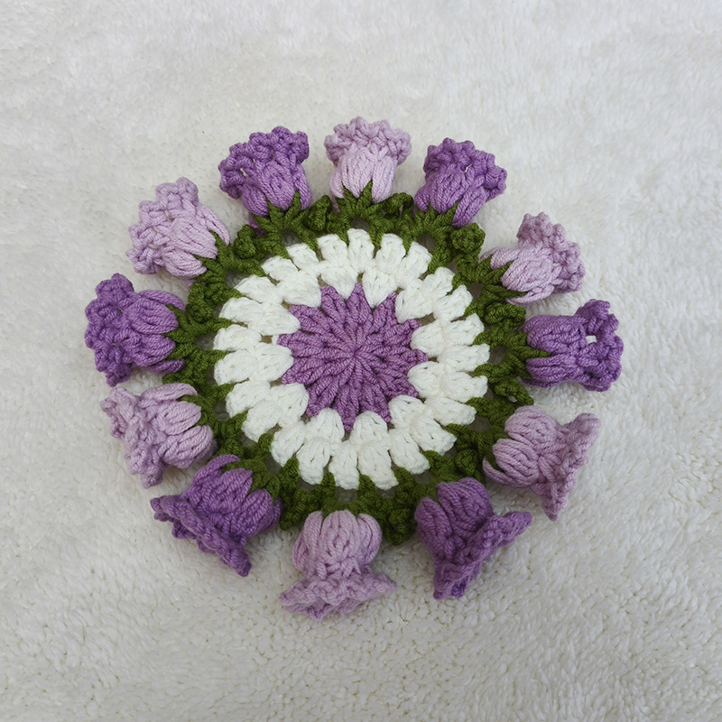 Crochet Bell Flower Coaster and Pot Set