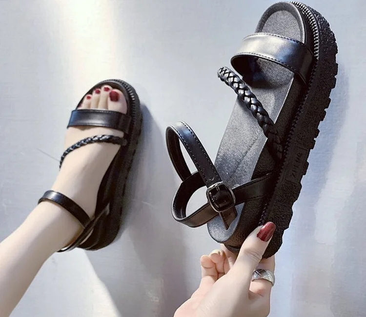 Summer Shoes Woman Flat Platform Sandals Women Soft Leather Casual Open Toe Gladiator Wedges Women Shoes