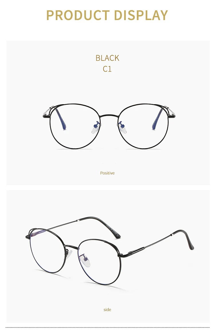 Men's and women's metal ultra-light anti-blue light men's and women's frame glasses round frame_ viptrois