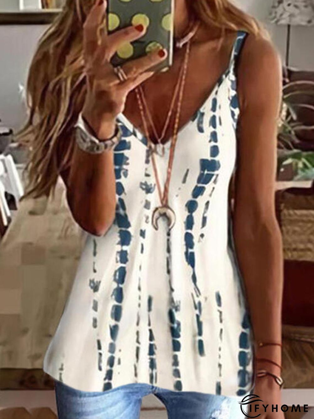 Boho Jersey Spaghetti Tie-Dye Pattern Tank & Cami | IFYHOME