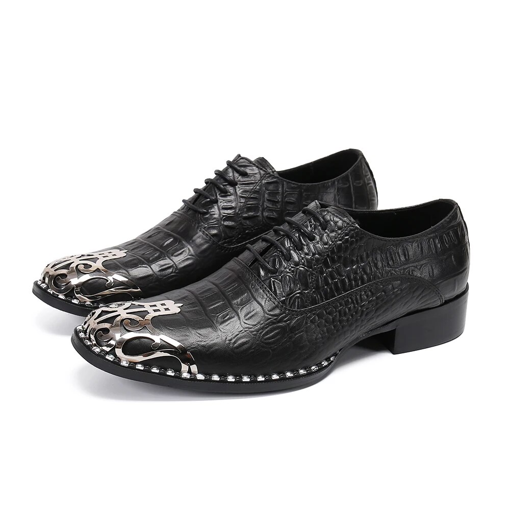 VCSHOES Classic Men Genuine Leather Brogue Shoes Wedding Business Oxford Shoes Black Formal Dress Shoes Footwear