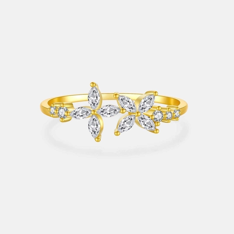 18K Gold Plated White Gold Plated 925 Sterling Silver Zircon Solid Color Rings