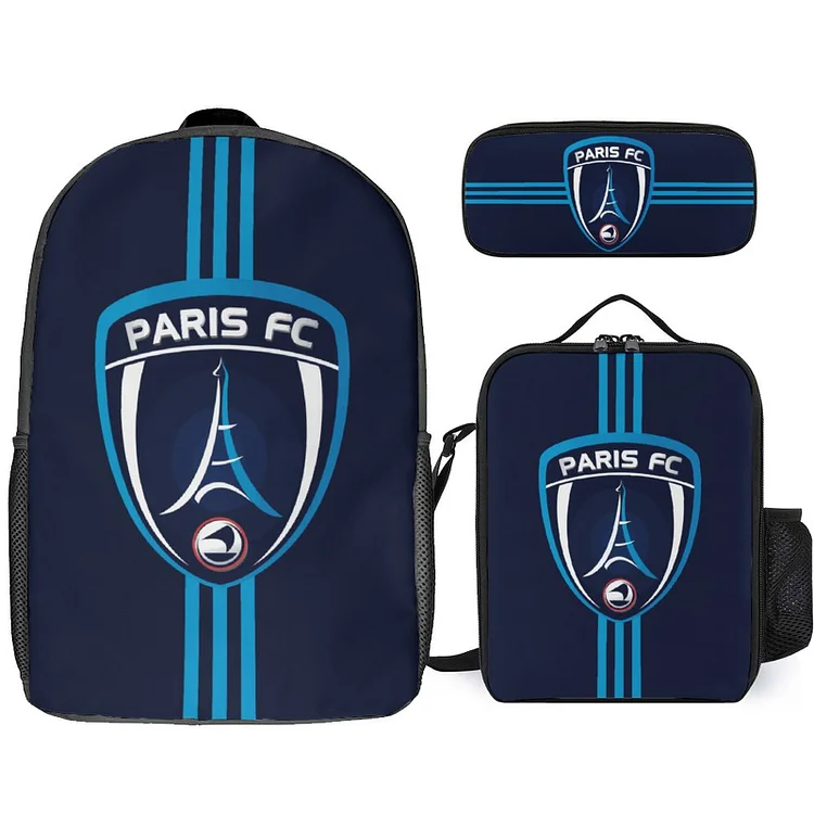 Paris FC Sac D'écolier Sac À Dos Sac À Lunch Sac À Crayons Combinaison Convenant Aux Élèves Du Primaire Et Du Secondaire