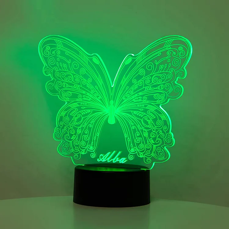 Personalized Name Butterfly 3D Acrylic LED Night Lights 