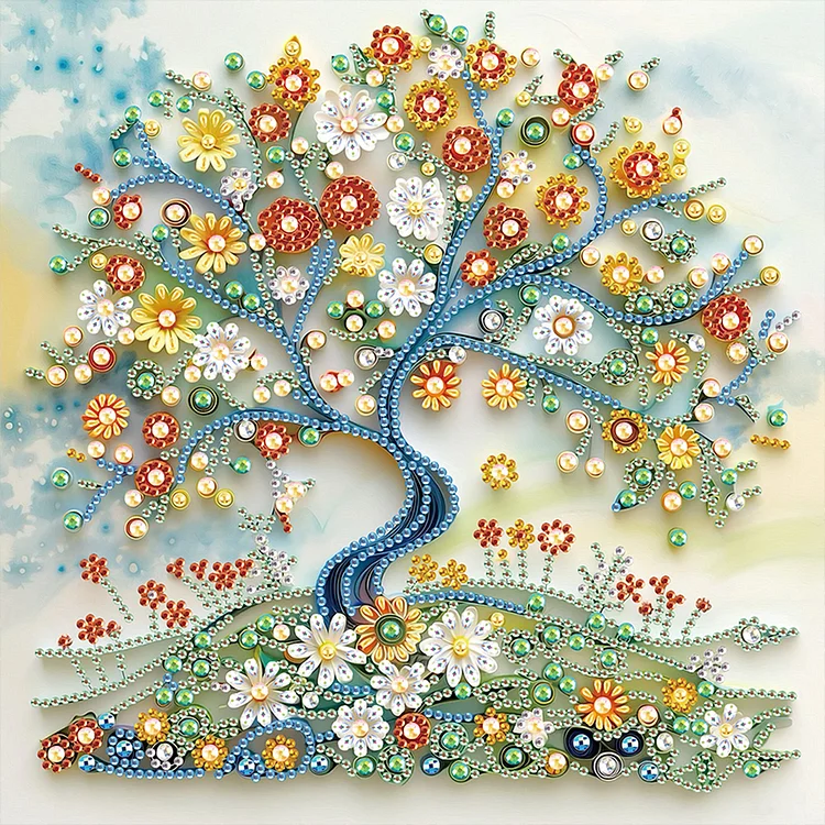 Quilling Tree Of Life 30*30cm (Canvas) Special Shaped Drill Diamond Painting gbfke