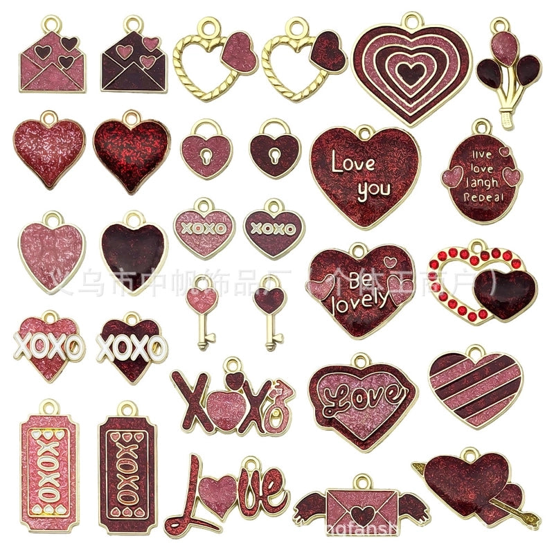 1 Piece 13*30mm 15x25mm 31x24mm Zinc Alloy XOXO Letter Heart Shape Pendant Jewelry Accessories