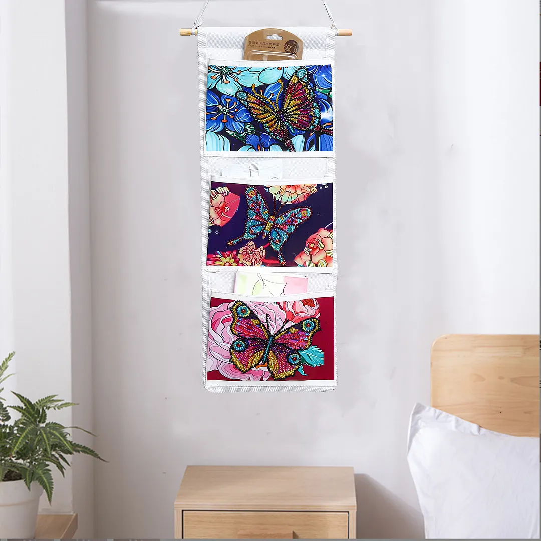 DIY Diamond Painting White Butterfly Hanging Storage Bag