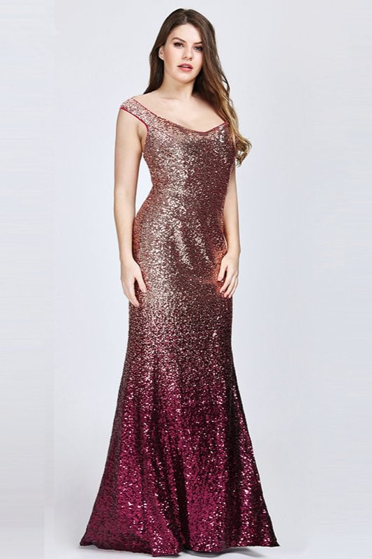 New Arrival Plus Size Prom Dress Sequins Mermaid Long Evening Gowns