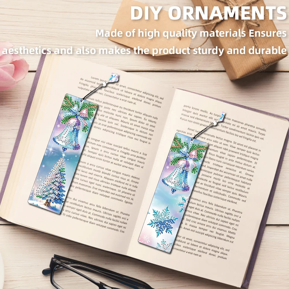 Santa Claus A5 Size Diamond Painting Notebook Set with 4Pcs Bookmark Gift