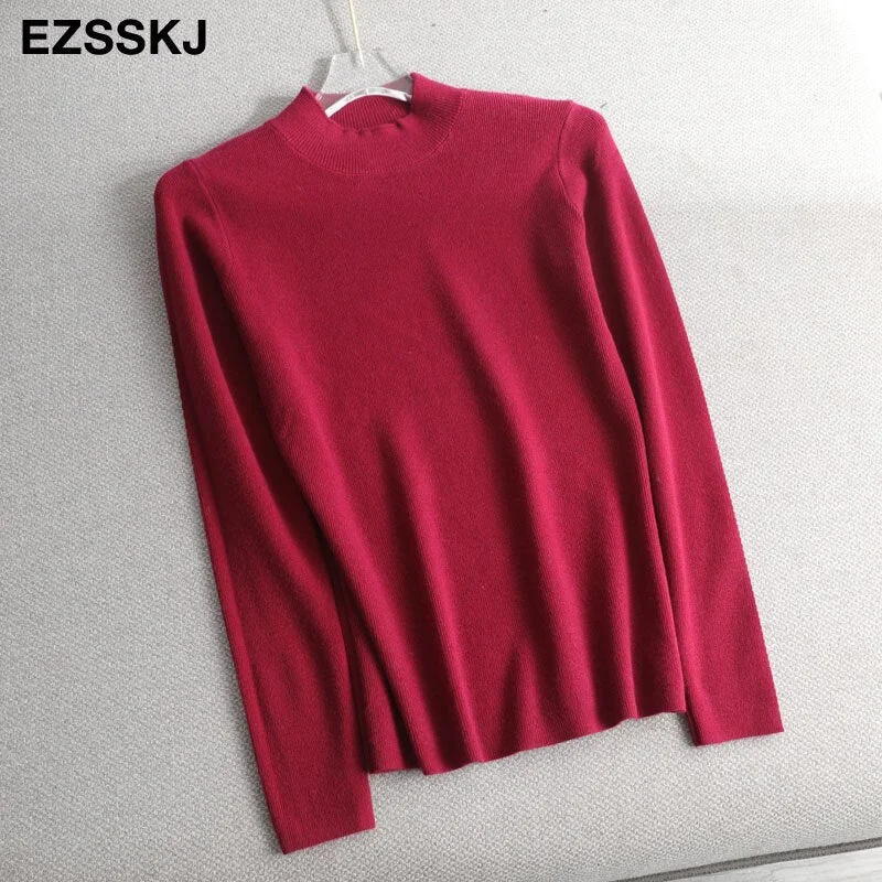 Loose  halfneck Sweater Pullover Women Autumn winter Casual long Sleeve basic plus size Sweater For women Female knit top