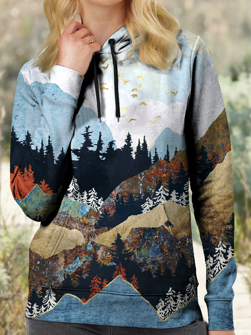 Forest Print Women's Casual Hoodie