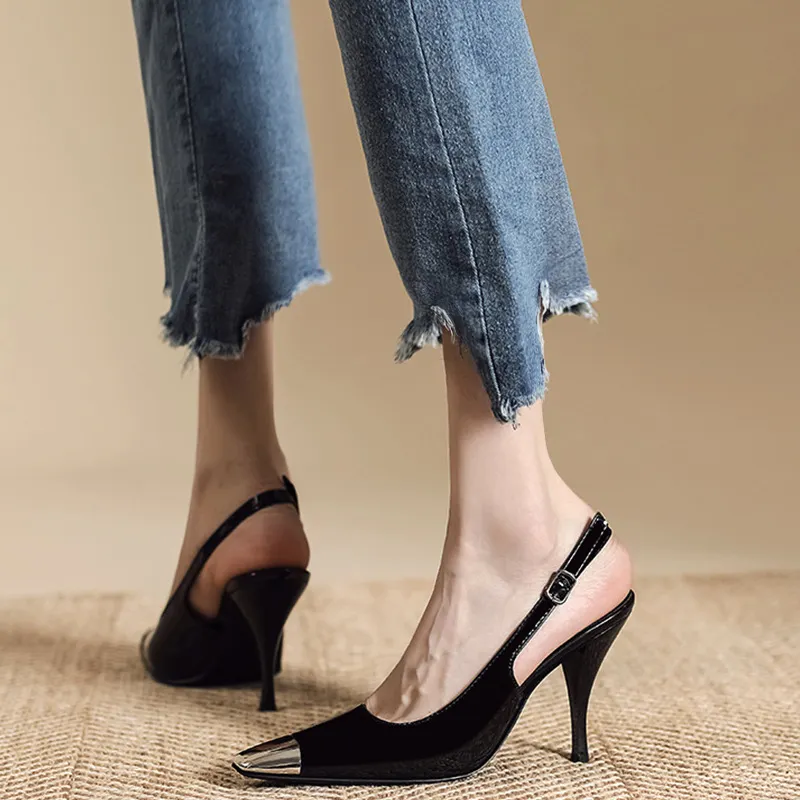 Breakj Breakj High-Heeled Women's Design Sense Niche Spring 2025 New Temperament Square Head Fine Heel Single Shoes Sandals