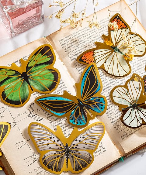 80 Pcs Gold Stamping Butterfly Theme Stickers Set