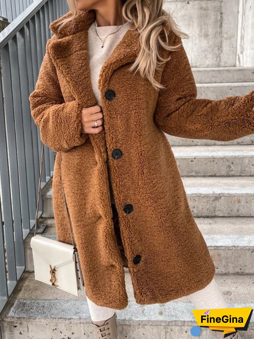 Women's  Long Sleeve V-neck Button Coats Tops