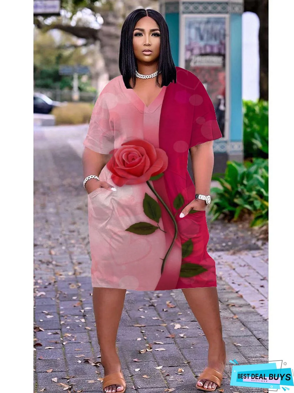 Flower Beach Skirt Loose Dress Printed Casual Dress