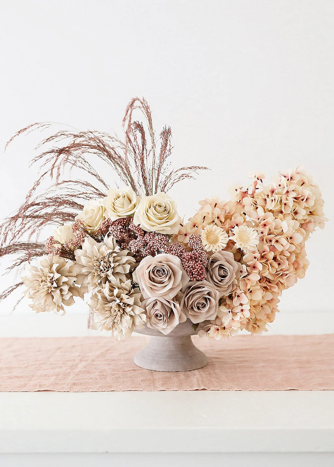 Dahlia Silk Flower in Taupe - 19.5"