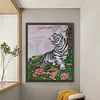 >SALE<Full Embroidery Eco-cotton Thread 11CT Printed White Tiger Cross Stitch 52x65cm