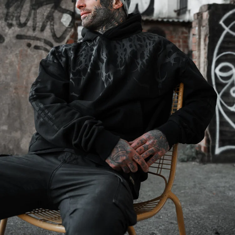 Men's Street Style Dark Oversized Hoodie