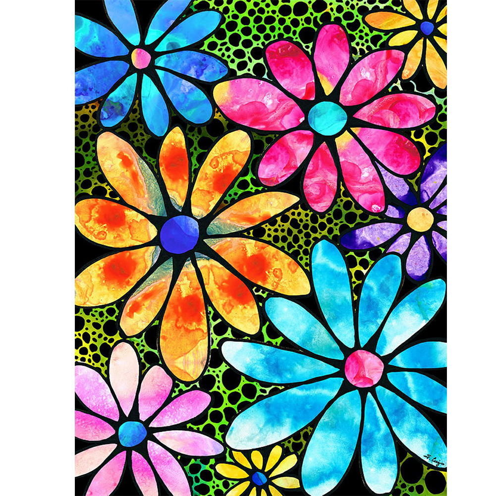 

(Multi-Size) Colorful Flowers - Round/Square Drill Diamond Painting 30*40cm/40*50cm, Round diamond 30*40cm, 501 Original