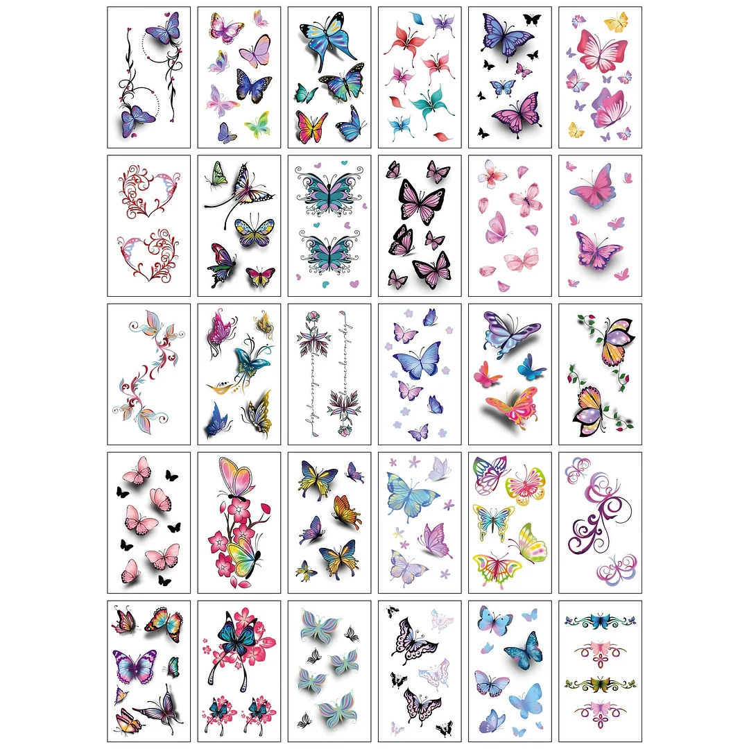3D personality children young men and women fashion flowers simple text love arm neck wrist waterproof temporary tattoo stickers