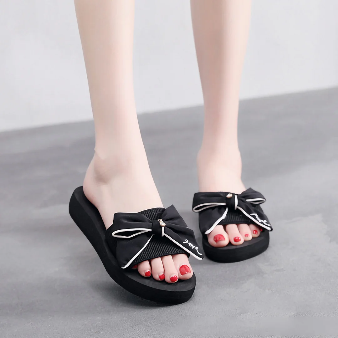 Letclo™ 2021 Summer Bow Decor Flatform Slide Sandals letclo Letclo