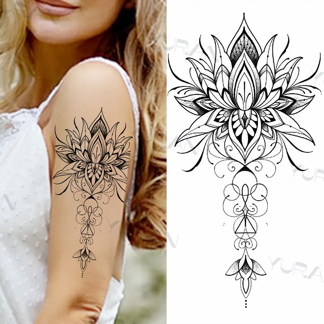 Sdrawing Tiger Flower Temporary Tattoo For Men Adult Fake Cat Dragon Tiger Eagle Wolf Tattoo Sticker Water Transfer Tatoo Paste
