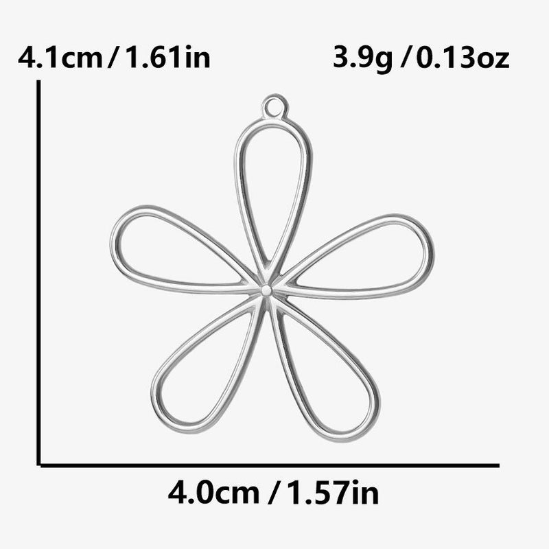 1 Piece 304 Stainless Steel 18K Gold Plated Flower Pendant