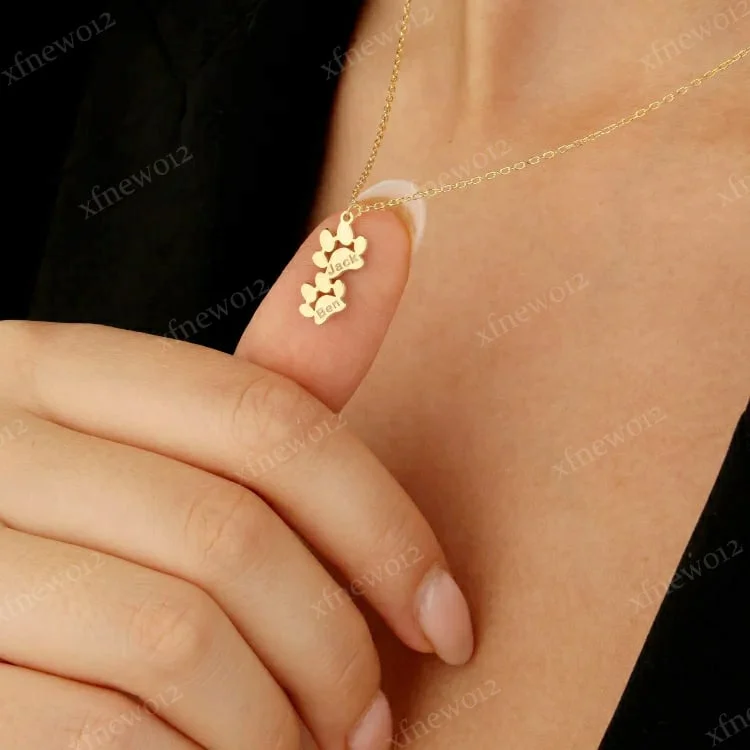 Paw Print Name Necklace. Personalized Tiny Dog Paw Necklace. Minimalist Paw Necklace. Animal Necklace. Pet Necklace. Christmas Gif