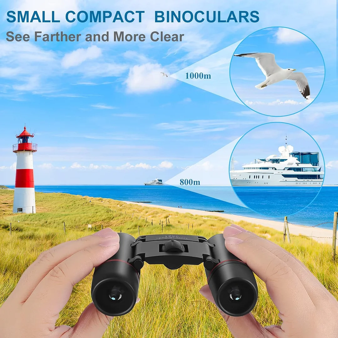 Compact Binoculars for Kids and Adults, Ideal for Bird Watching, Travel, and Hunting, 8&times;21 Mini Binoculars (Camouflage blue white)