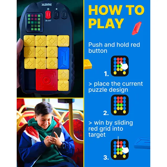 Casse-tête Super Slide Électronique - 1000+ Niveaux, Jeu De Puzzle Coulissant Portable Pour Enfants Et Adultes, Stimule Le Cerveau
