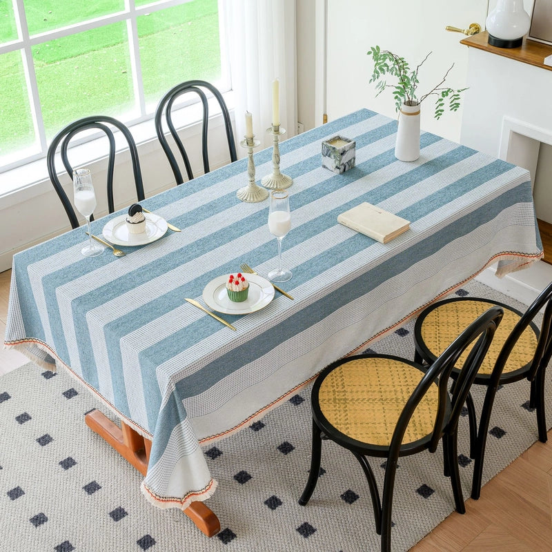 Minimalist Color Block Stripe Polyester Tablecloths