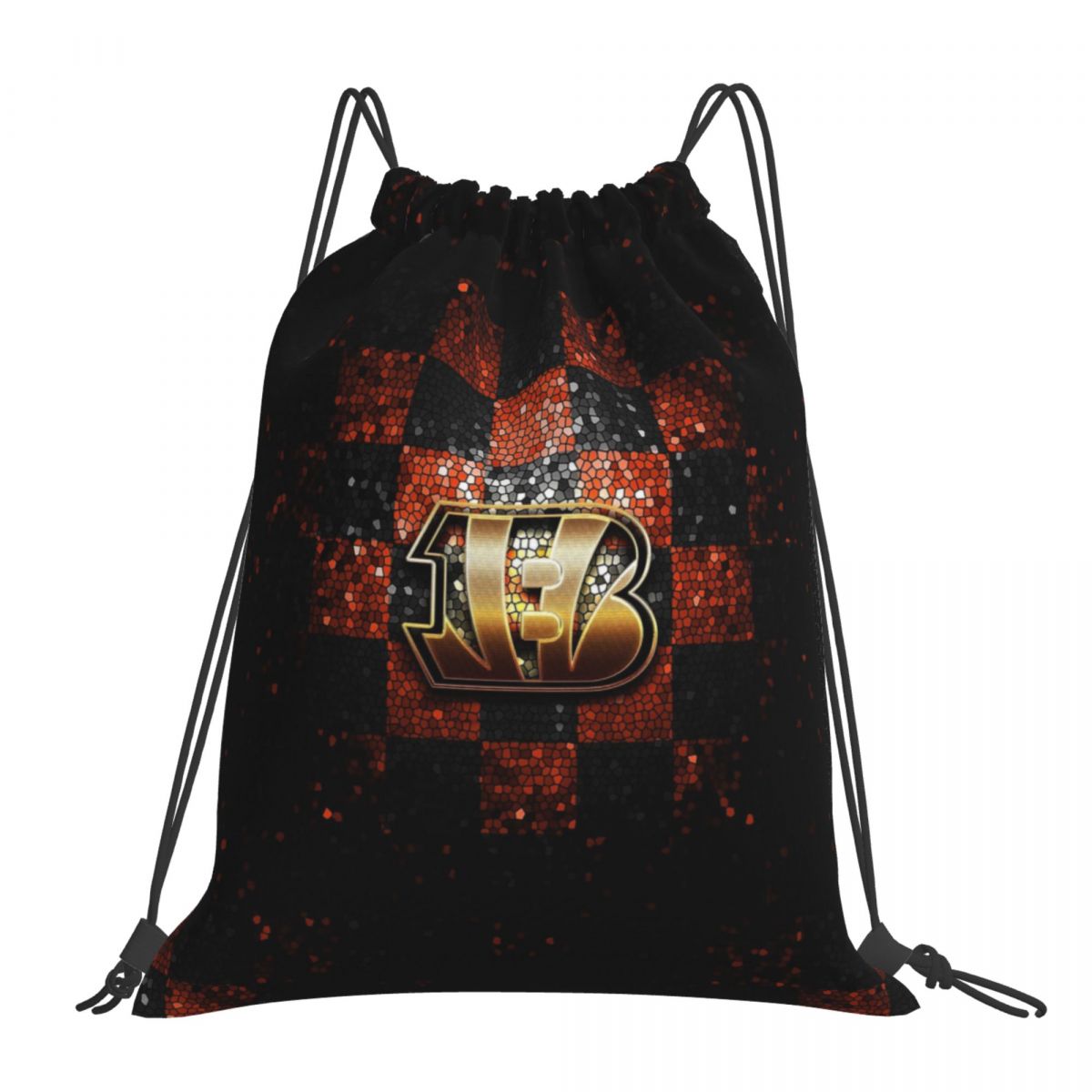 Cincinnati Bengals Checkered Logo Drawstring Bags for School Gym