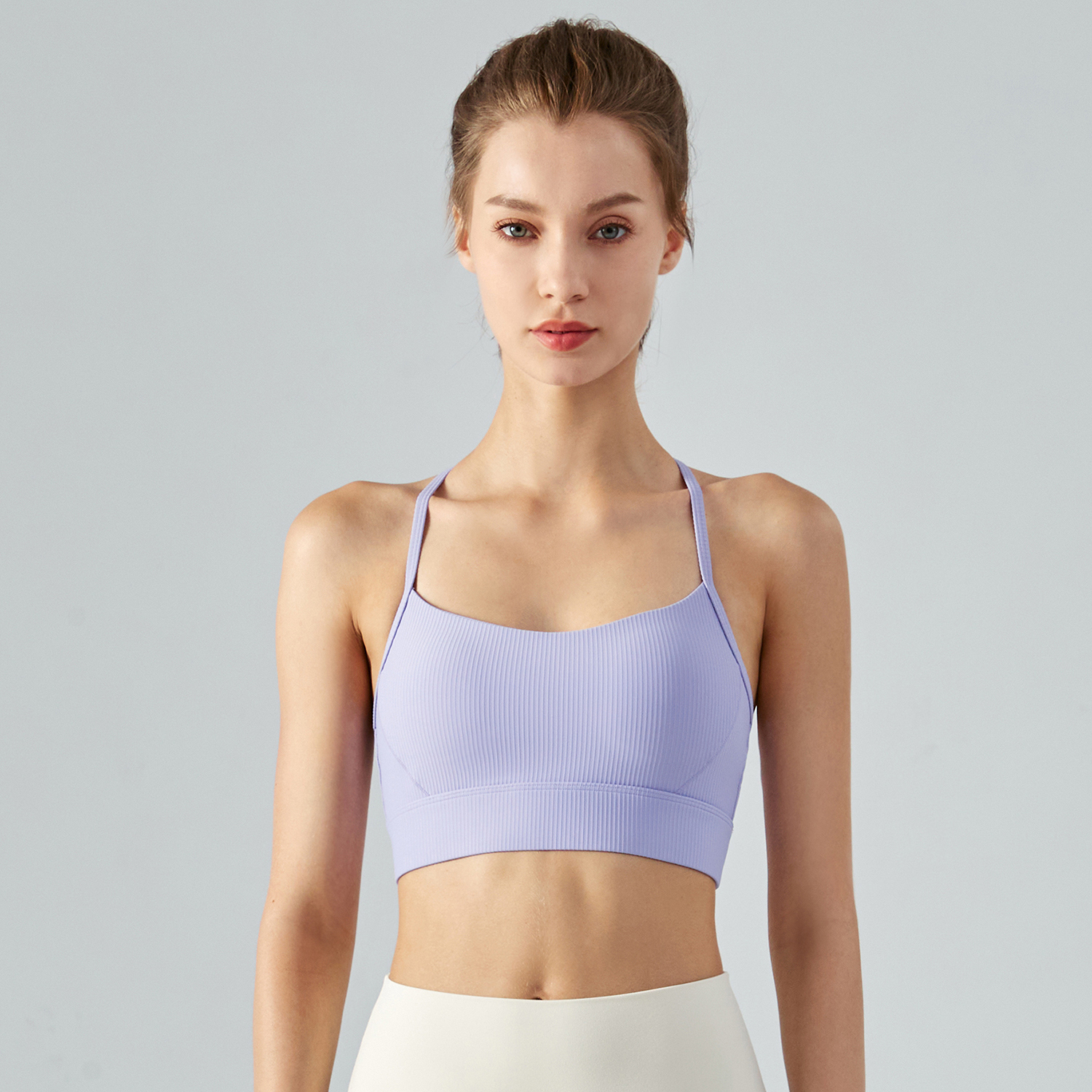 Buy Hergymclothing Vitality Purple shock absorber backless high impact soft comfortable skin friendly stretchy padded yoga bra online