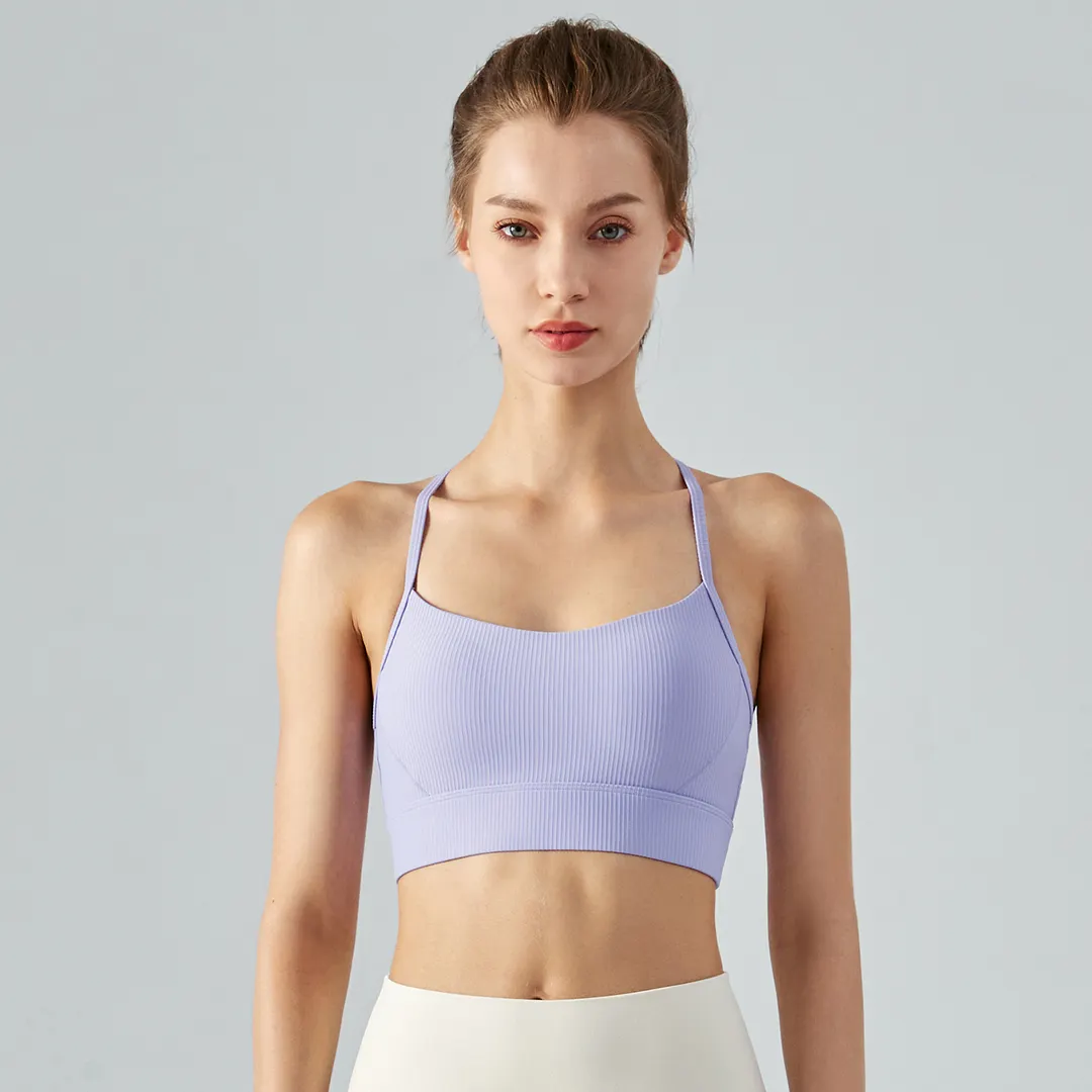 Buy Hergymclothing Vitality Purple shock absorber backless high impact soft comfortable skin friendly stretchy padded yoga bra online