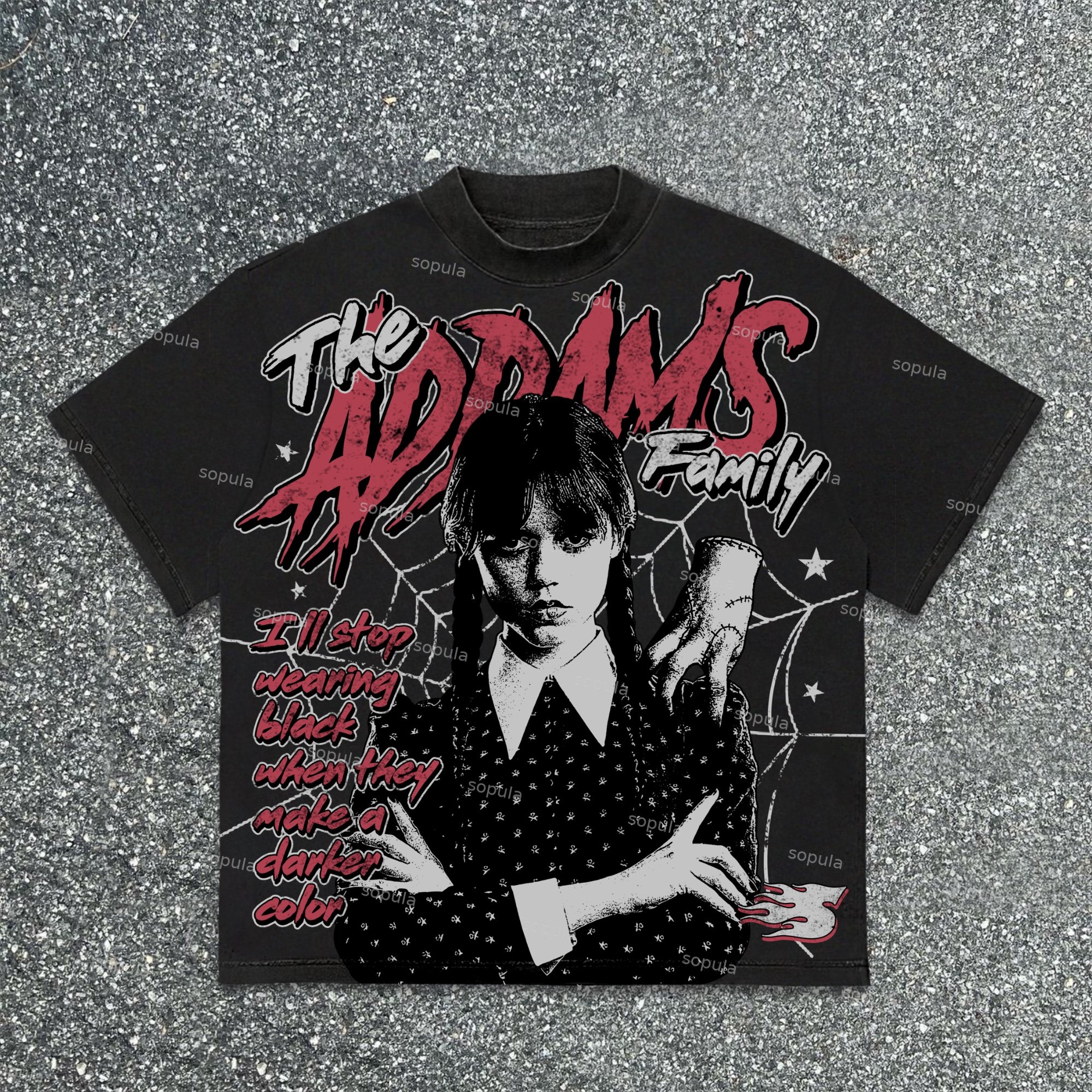 Sopula Hell Star The Addams Family Makes Old Graphics Cotton T-Shirt - SOPULA