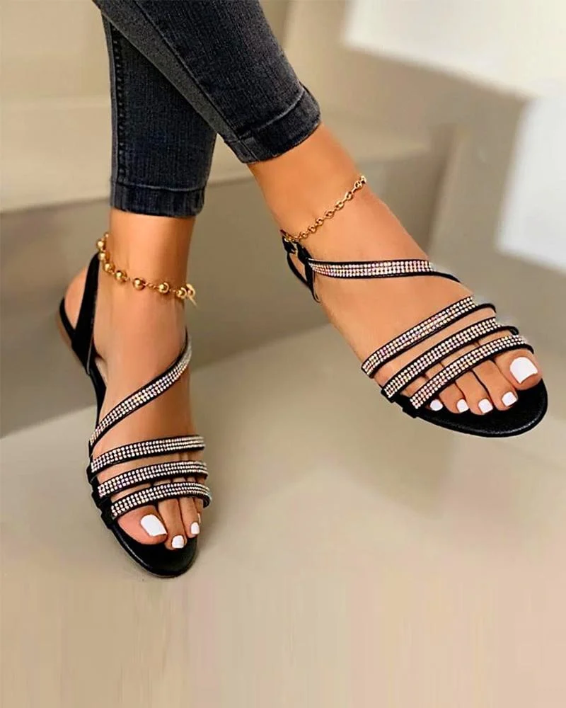 Embellished Strappy Flat Sandals