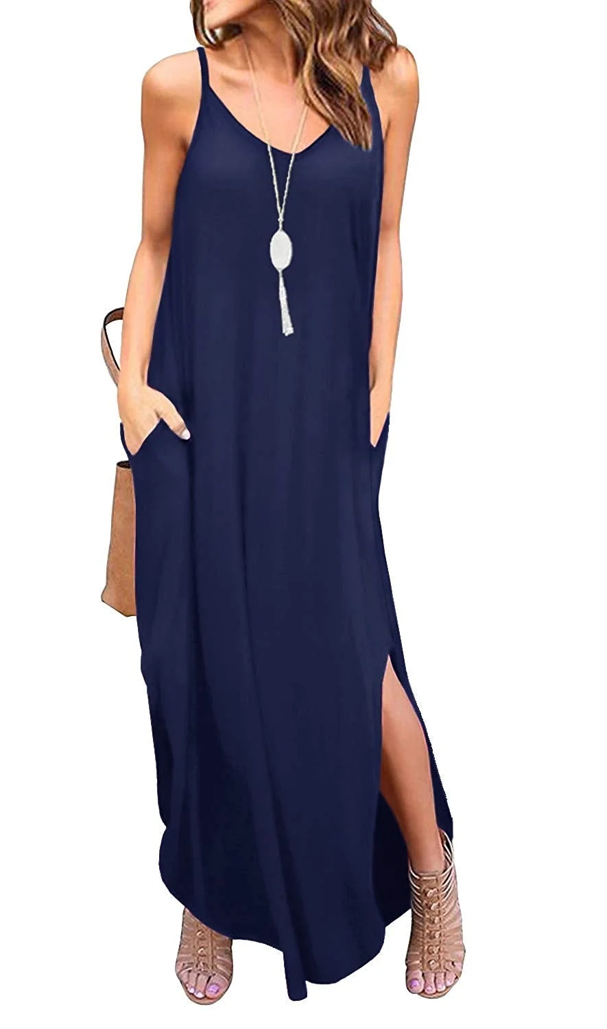 Women's Summer Casual Loose Dress Beach Cover Up Long Cami Maxi Dresses