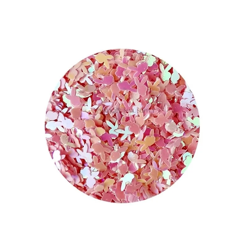 20g Rabbit Head Nail Glitter 3D Laser Holographic Nails Sequins Cute Bunny Sparkly Flakes Slices Acrylic Accessories Decoration-Nail Inspo