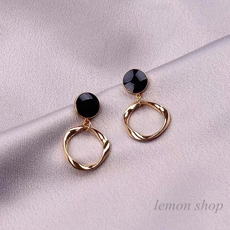 1 Pair Elegant Sweet Square Heart Shape Bow Knot Inlay Imitation Pearl Alloy Rhinestones Earrings