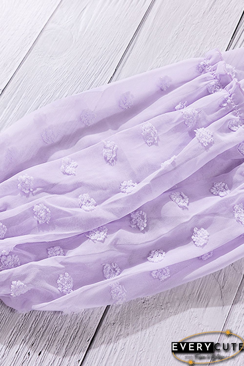 Purple Swiss Dot Off The Shoulder Blouse