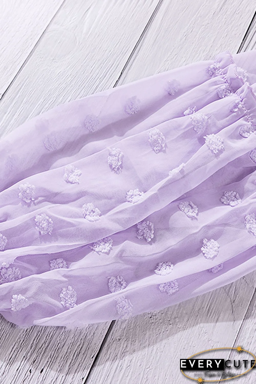 Purple Swiss Dot Off The Shoulder Blouse